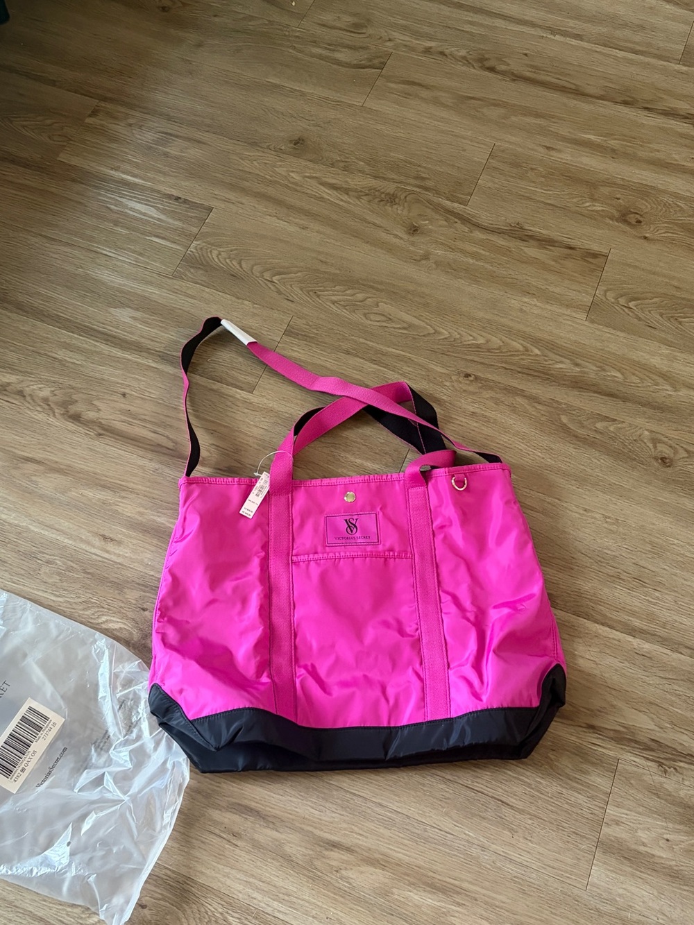 Victoria's Secret Bright Pink Tote with Black Trim